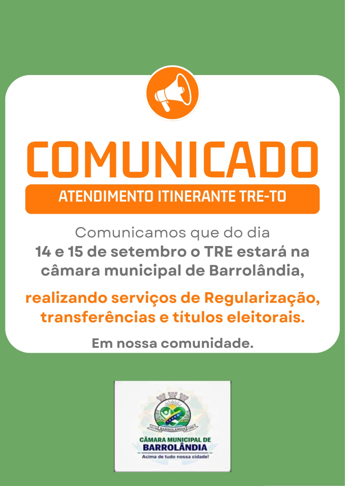 Atendimento Itinerante do TRE-TO Chega à Câmara Municipal de Barrolândia