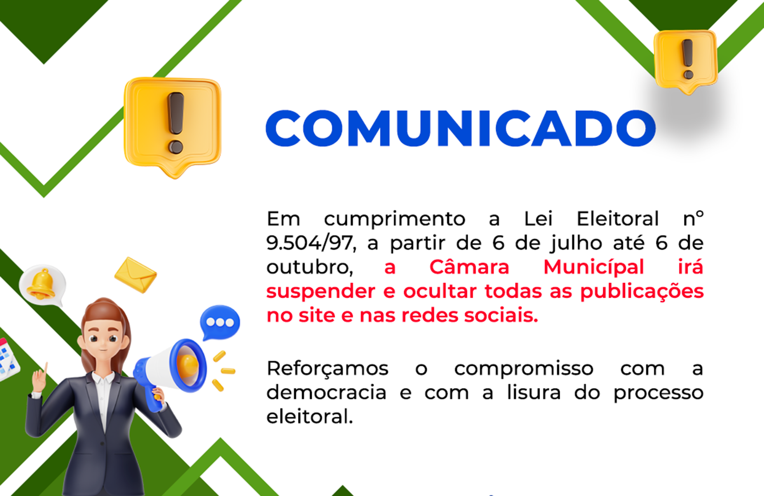 Câmara de Barrolândia se adequa às normas eleitorais e suspende as publicações no site institucional e redes sociais durante período eleitoral