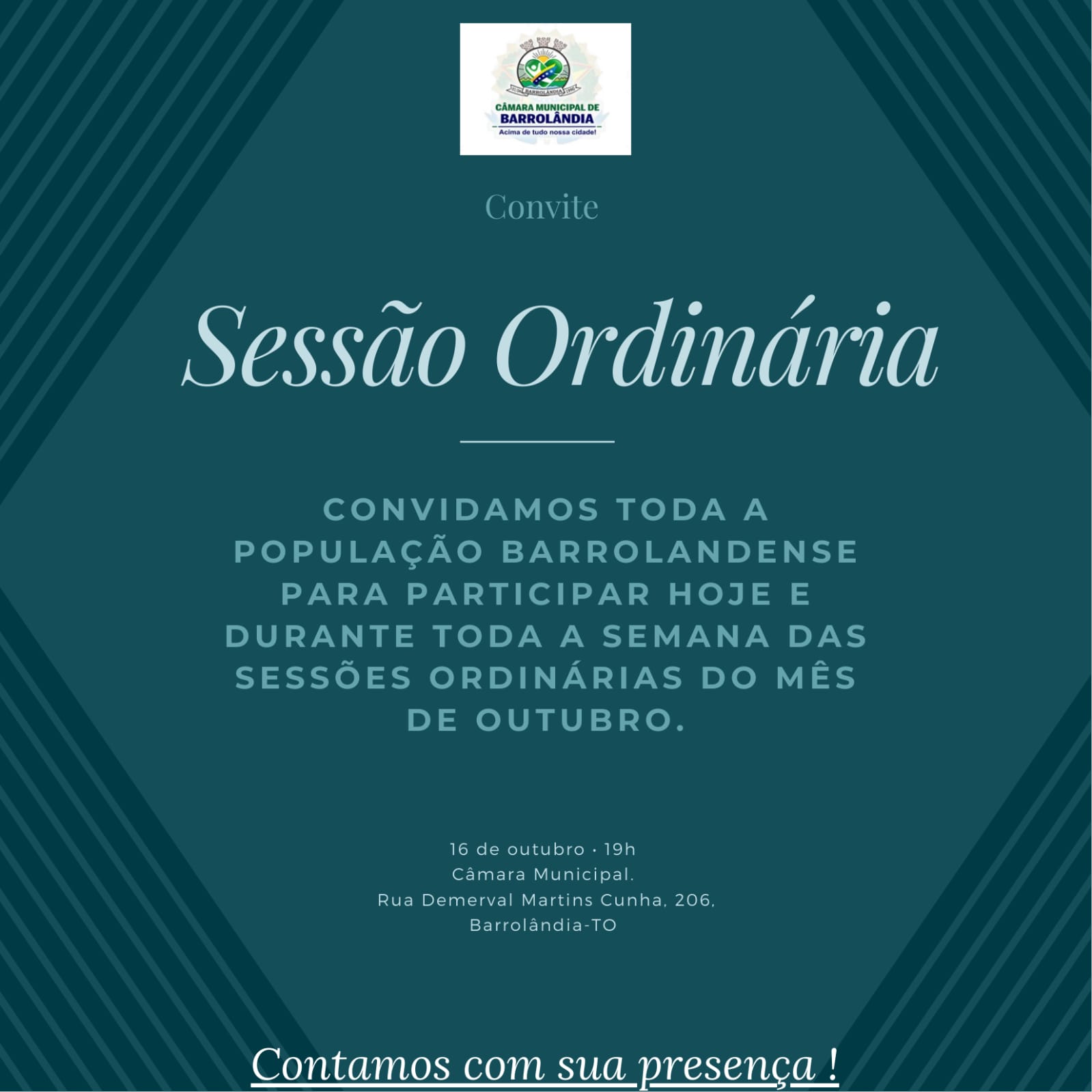 Câmara Municipal Barrolândia convida a população para participar das Sessões Ordinárias de outubro