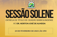 Câmara Municipal de Barrolândia convida a população para Sessão Solene de entrega de Título