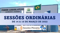 Sessões Ordinárias do mês de Março